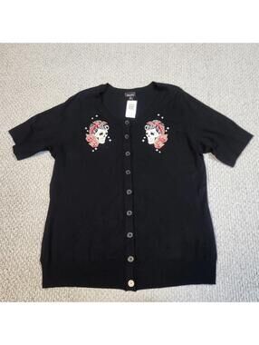 Torrid Retro Chic Black Cardigan Sweater Skeleton Embroidered Women's 4X NWT